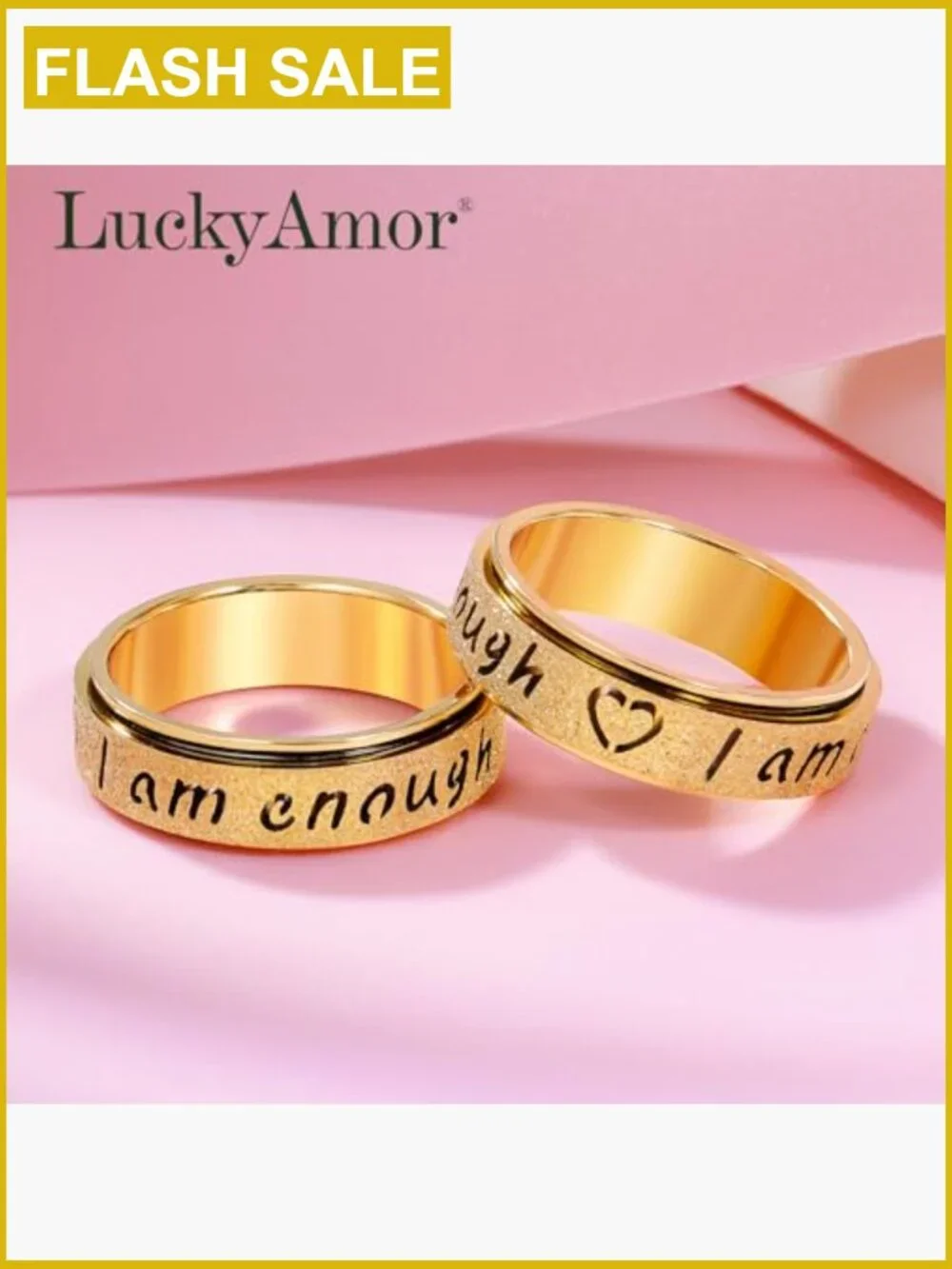 I Am Enough Fidget Spinner Ring Anxiety Relief Stainless Steel Spinner Ring